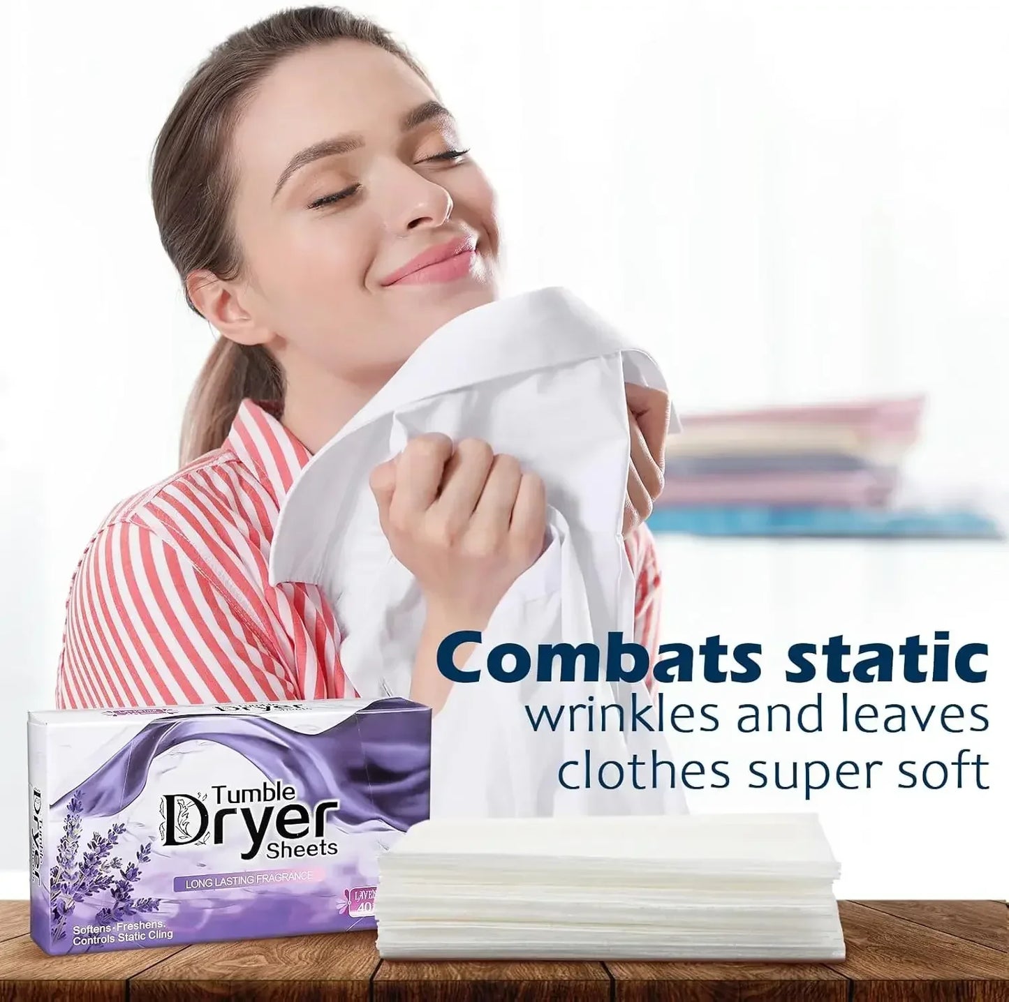 Dryer Sheets Bulk Natural Fabric Softener Sheets Plant Lavender Laundry Softener Naturally Removes Static Cling Drying Machine