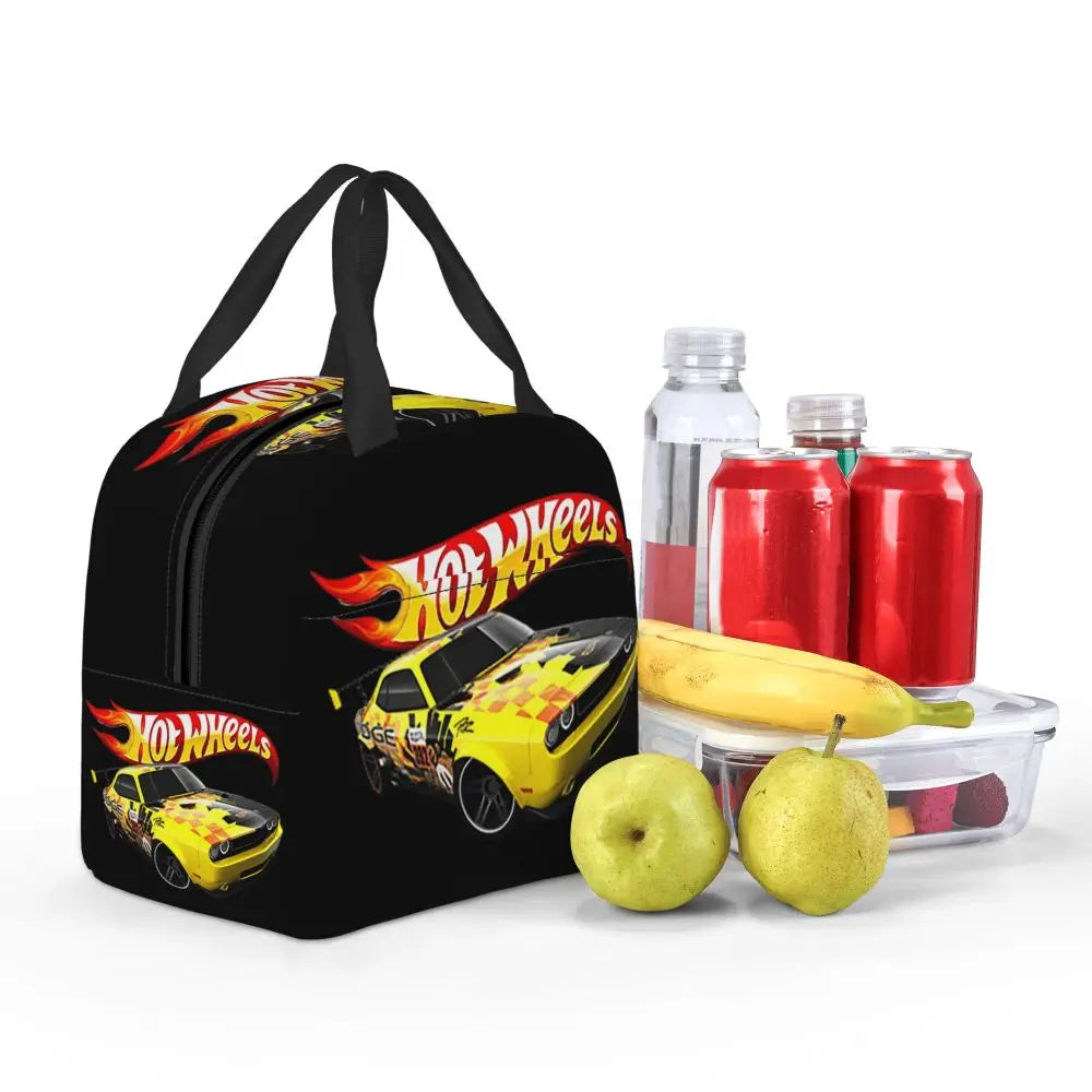 Custom Hot Wheels For Fans Thermal Insulated Lunch Bag Cartoon Sport Car Portable Lunch Container Travel Multifunction Food Box