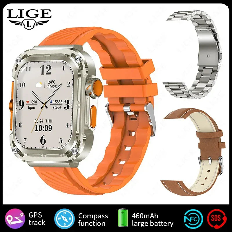 LIGE Smart Watch 2.1 inch AMOLED Health Sports Man Watch Heart Rate Bluetooth Calling Smart watch For Men Women For Android IOS