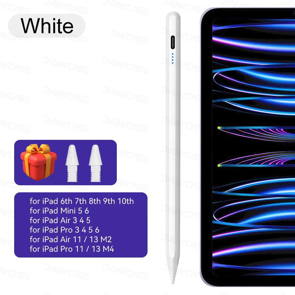 For iPad Air 6 M2 Stylus Pencil with Palm Rejection Tilt iPad Pen for 2024 iPad Pro M4 Pro 11/12.9 iPad 5/6/7/8/9/10th mini 6