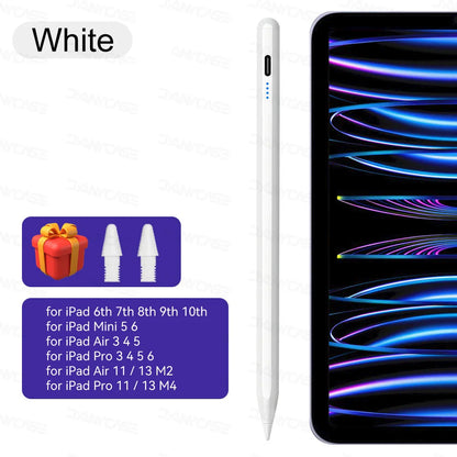 For iPad Air 6 M2 Stylus Pencil with Palm Rejection Tilt iPad Pen for 2024 iPad Pro M4 Pro 11/12.9 iPad 5/6/7/8/9/10th mini 6