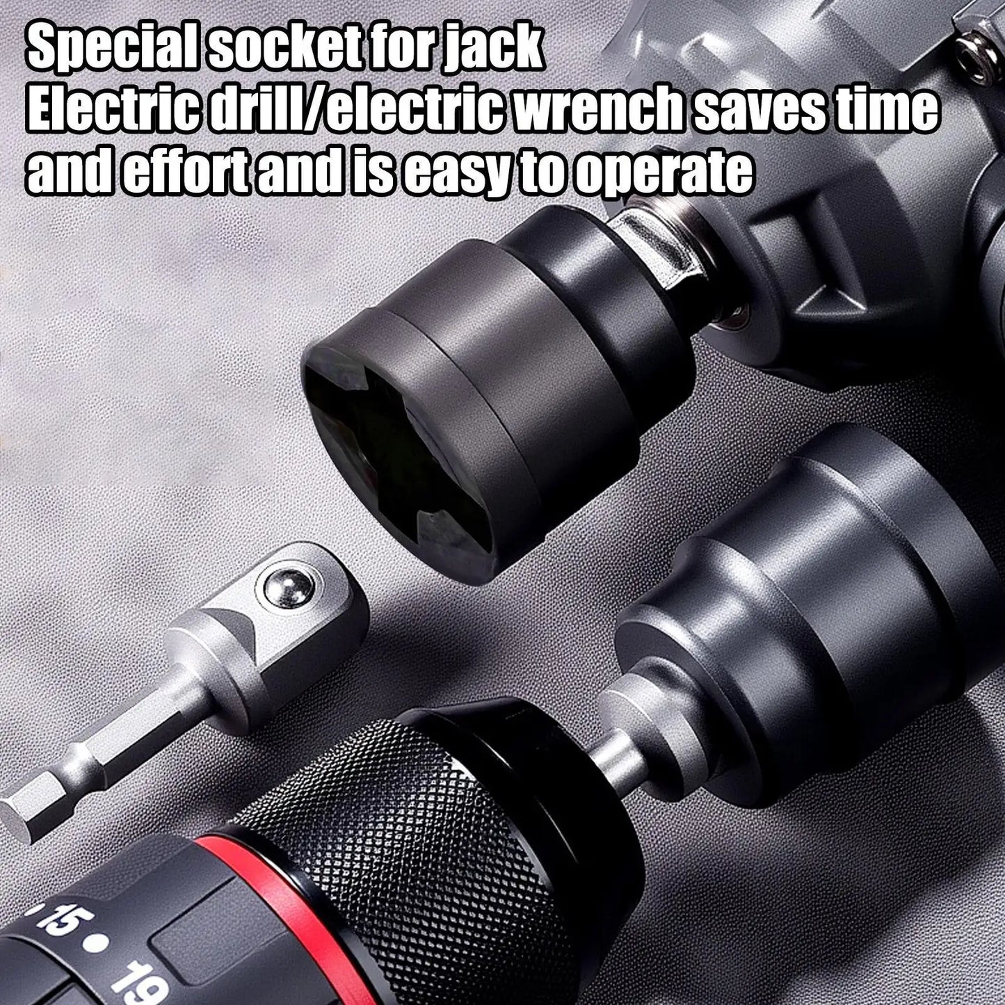 Universal Scissor Car Jack Adapter Rv Stabilizer Jack Drill Adapter Car Disassemble Tool Steel Ball Joint Rod Impact Wrench Tool