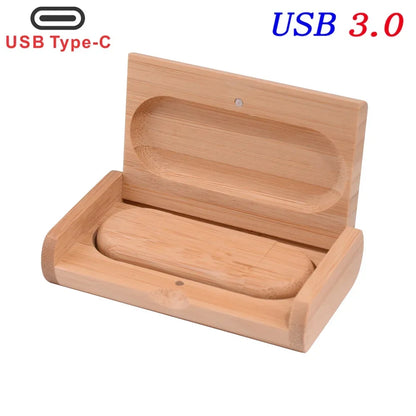 2 IN 1 TYPE-C USB 3.0 Flash Drive 128GB Free Custom Logo Pen Drive 64GB Wooden Pendant Memory Stick 32GB Creative Wedding Gift