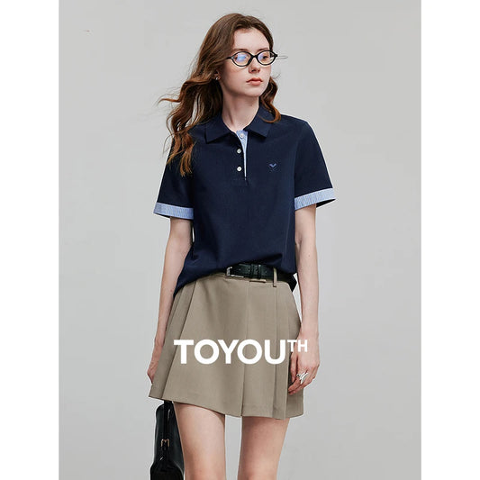 TOYOUTH Women Short Sleeve T shirt 2025 Spring New Tops 8521007 by PDG ibma