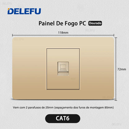 DELEFU Brazil Standard 10A 20A Gold Fireproof PC Panel Dual USB Type C Home Wall Light Switch Safe Power Socket