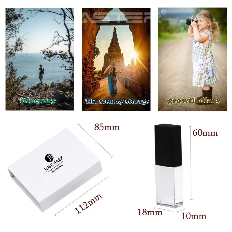 10PCS/LOT Crystal USB 2.0 Wedding Gift Flash Drives Free Custom Logo Pen Drive 100% Real Capacity Stick 128GB 8GB 16GB 32GB 64GB