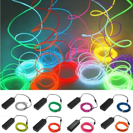 1m 3m 5m Glow EL Wire Neon Cable for Christmas Dance Party DIY Costumes Multicolor Illuminated Light AA Battery Lamp LED Strip by PDG ibma
