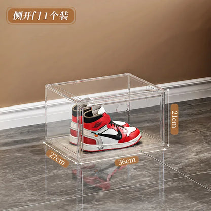 Shoe box, hard box, magnetic suction, front side opening storage, transparent acrylic bag, hand-held storage box, shoe cabinet