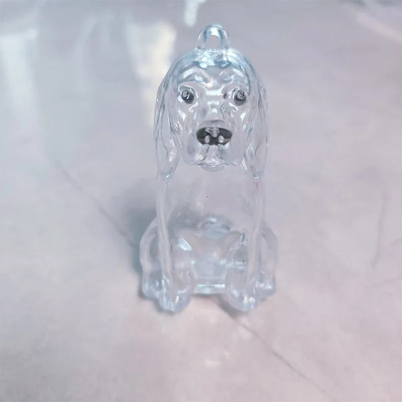 Cute Clear Puppy Hair Memorial DIY Pendant Keychain Decor Keepsake Capsule Pet's Dog Fur Container Pet Lovers Home Display Gifts
