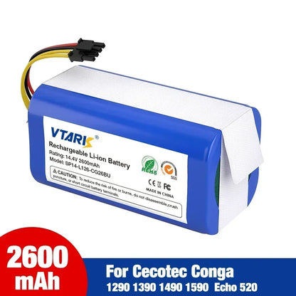 4S1P,18650 14.4V 6800mAh Li-lon battery for Cecotec Conga 1290 1390 1490 1590 vacuum cleaner Genio deluxe 370 gutrend echo 520