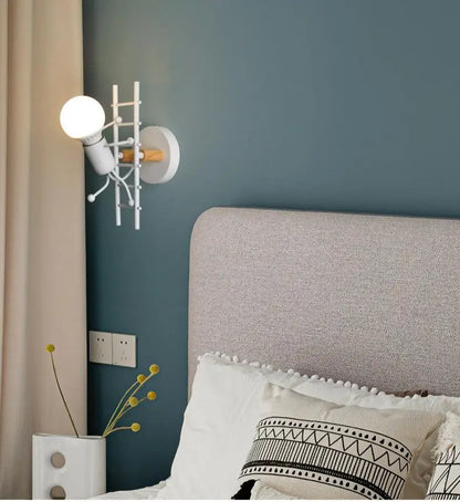 Humanoid Creative Wall Light Modern Simple Little Man Bedside Lamp Sconce Indoor Decor Hanging Lighting for Children Bedroom LED