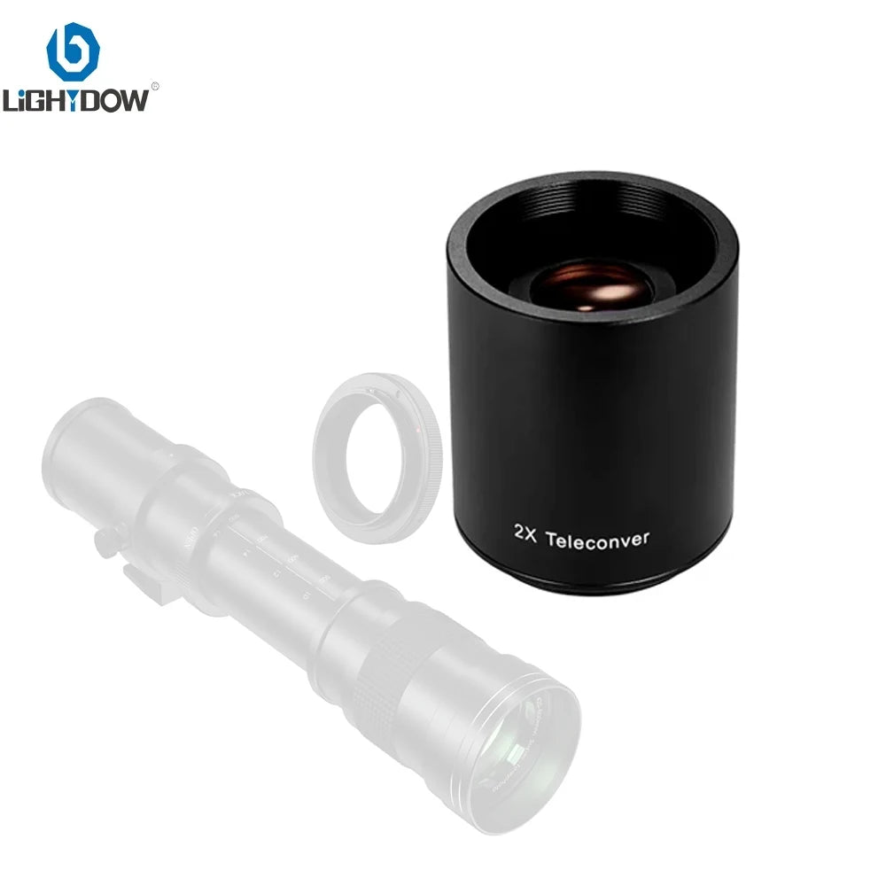 Lightdow 2x Teleconverter Converter Magnification Lens for 420-800 500 800 900 650-1300mm T Mount Telephoto Mirror Lens