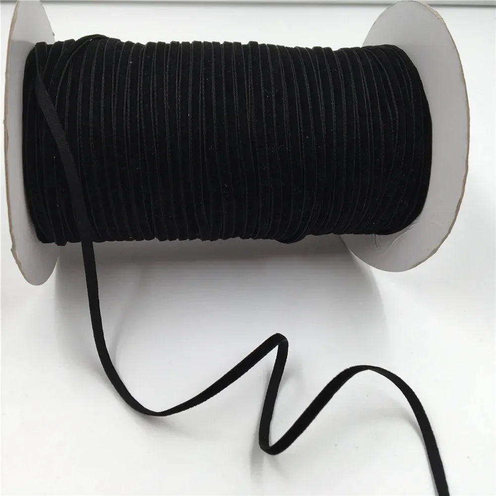 5Yards Nylon Black Velvet Ribbon Golden Single Face for Handmade Gift Bouquet Wrapping Home Party Decoration Christmas
