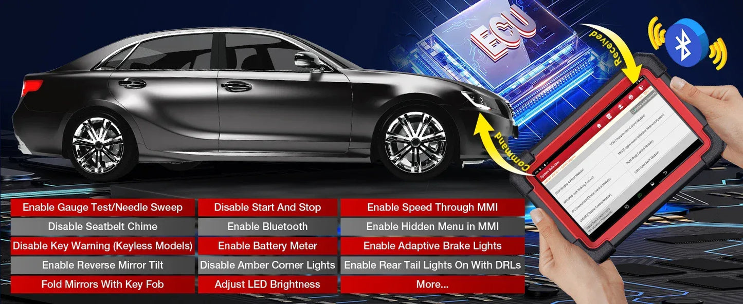LAUNCH X431 CRP919E BT Car Diagnostic Tool OBD2 Scanner DBScar VII VCI Auto with Active Test ECU Coding CANFD DOIP 31+ Reset
