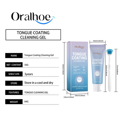 Tongue Cleaning Gel with Toothbrush for Remove Tongue Coating Eliminate Bad Breath Fresh Breath Inhibit Oral Bacteria Oral Care