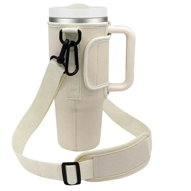 Adjustable Shoulder Strap Carrier Bag for 40oz Stanley Water Cup Foldable Portable Water Bottle Thermos Bag Cup Sleeve