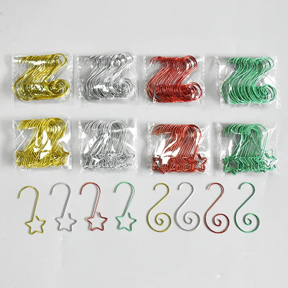20pcs/bag Christmas Ornaments Metal S-Shaped Hooks Holder Christmas Tree Ball Pendant Hanging Decorations Home Navidad New Year