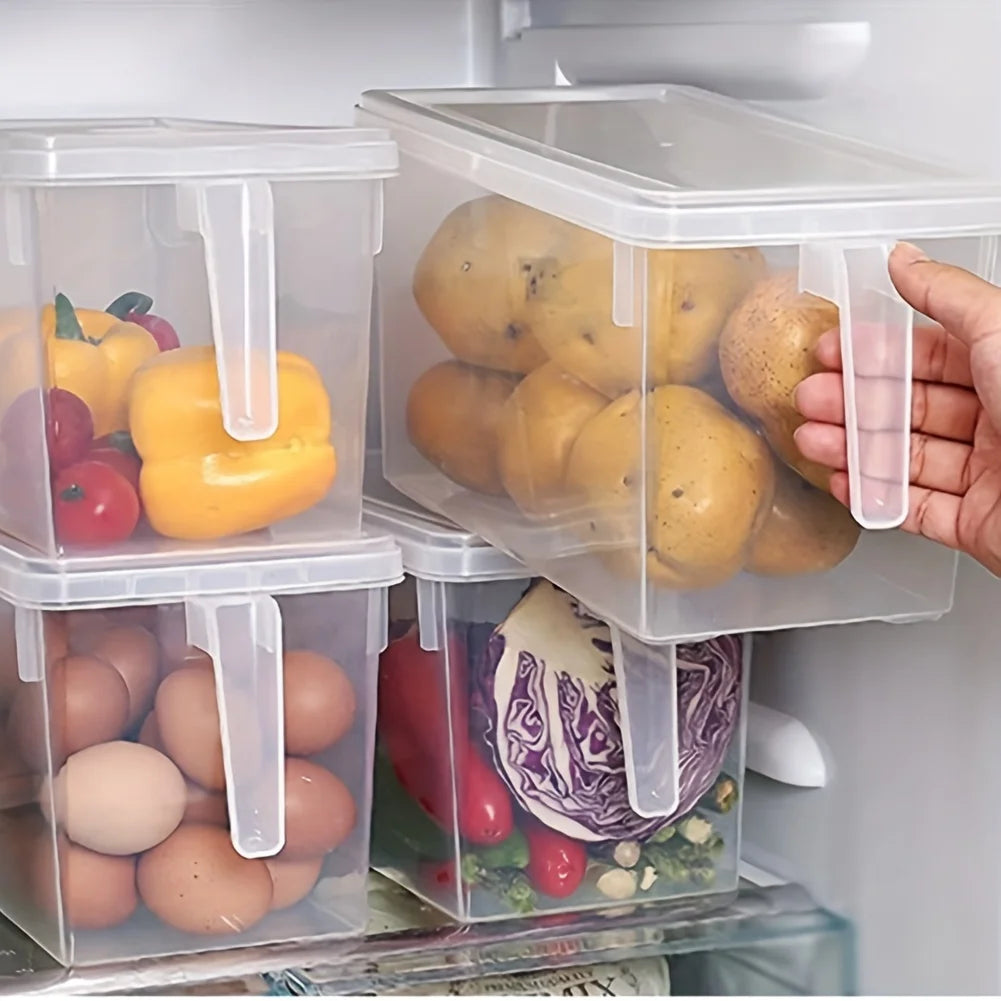 1pcClear Fridge Storage Containers with Handles & Airtight Lids - Convenient Fresh-Keeping Organizers