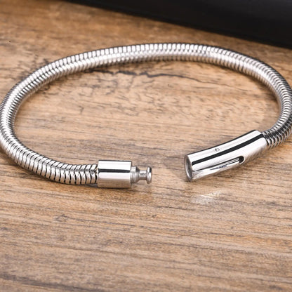 Vnox 5mm Round Snake Chain Bracelets for Men Women Black Silver Color Waterproof Cocoon Links Wristband Simple Cool Jewelry