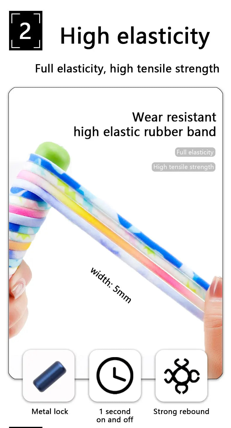 Frosted Capsule Buckle No Tie Shoelace Round Elastic Shoe Laces Sneakers Gradient Colorful Shoelace Without Ties for Kids Adult