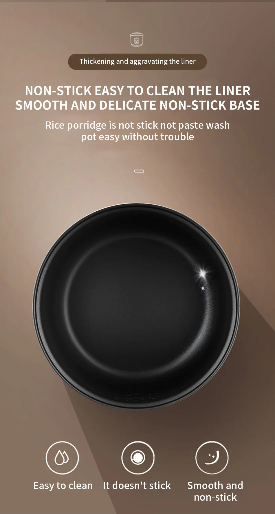 Peskoe Mini Rice Cooker Non-Stick Surface Old-Fashioned 1-2-3 Person Multi-Function Household Cooking Appliance 2L 3L 4L 5L
