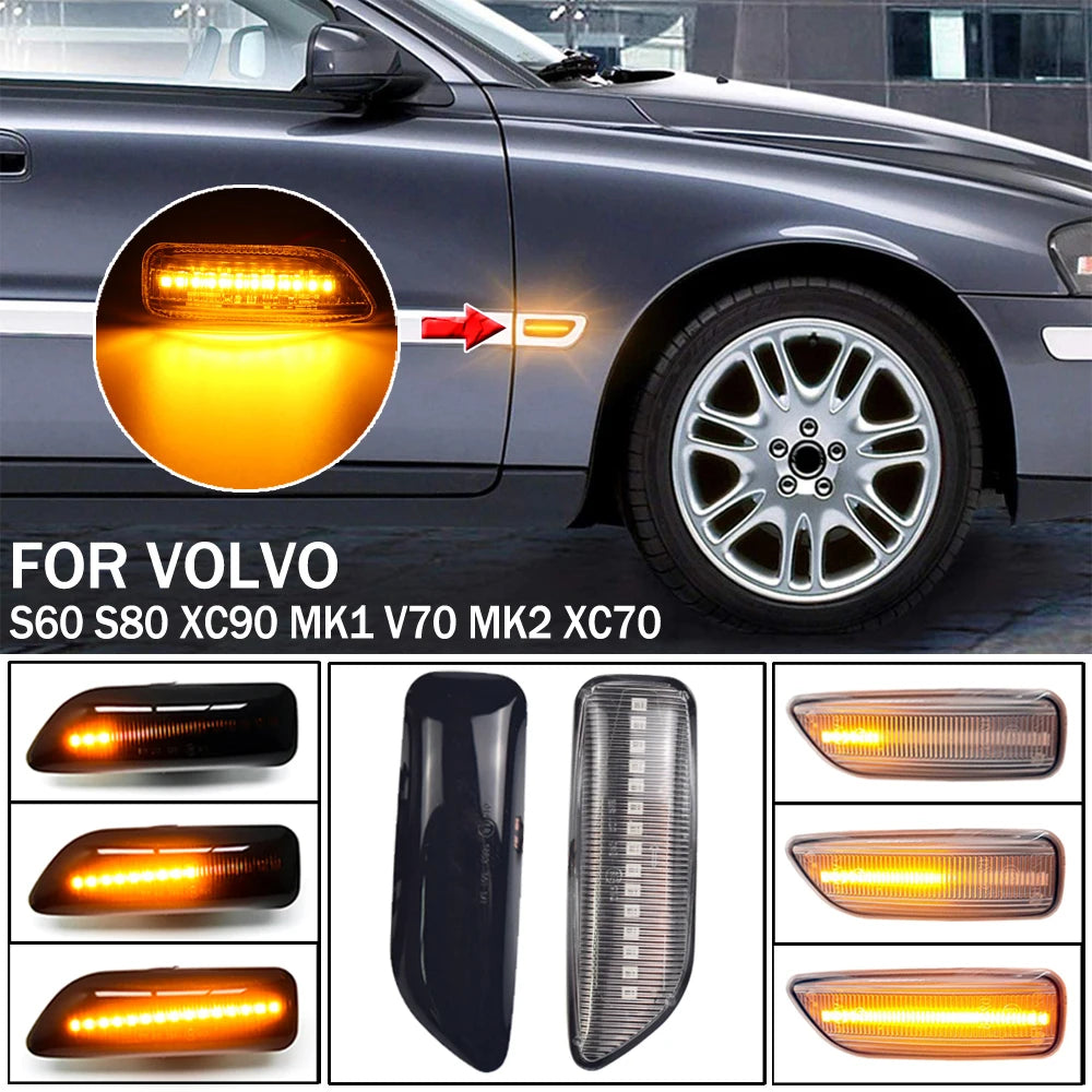 For Volvo XC90 S80 XC70 V70 S60 2001- 2009 LED Dynamic Turn Signal Light Side Mirror Sequential Lamp Blinker Indicator