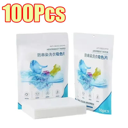 50-1400Pcs Laundry Tablets Laundry Paper Anti-Staining Mixing Color Mixing Absorption Washing Household for Washing Machine
