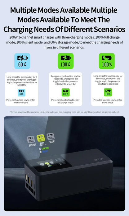 JHDDJI Matrice 4T/4E Battery Charger 200W Butler three-channel smart charger can charge 3 batteries at the same time
