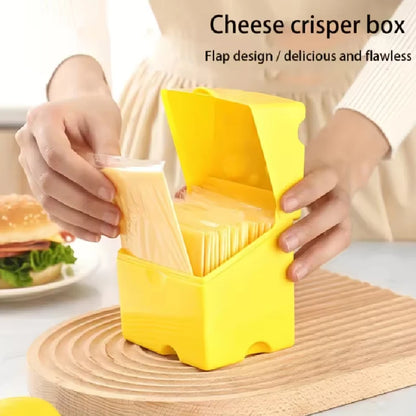 Plastic Sliced Cheese Storage Container with Lid And Holder Flip Top Butter Block Box Cheese Slice Saver Kitchen Organizer