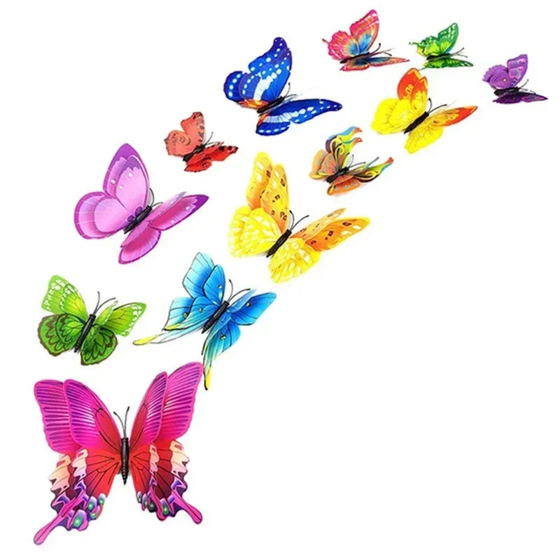 Magentic 3D Double-layer Butterfly Wall Stickers Magnet Refrigerator Stickers Home Girl Kids Room Wedding Christmas Decoration