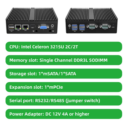 Fanless Industrial Mini PC 4th Gen Intel Processor Dual LAN 2x COM Ports Rugged Silent Computer for Automation IoT Gateway G30