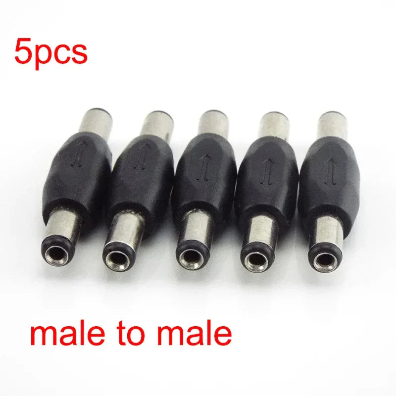 5.5*2.1mm / 5.5x2.1 mm DC double male to male Power Socket Connector CCTV female to   female Panel Mounting Jack Adaptor