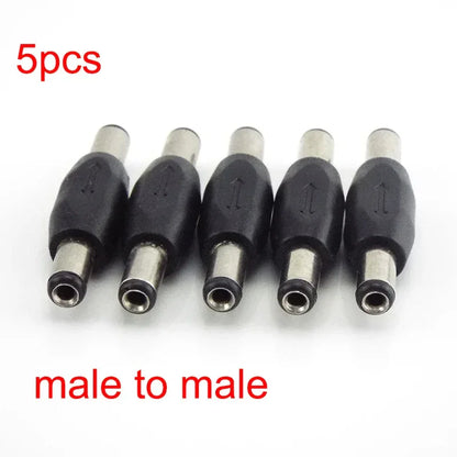 5.5*2.1mm / 5.5x2.1 mm DC double male to male Power Socket Connector CCTV female to   female Panel Mounting Jack Adaptor