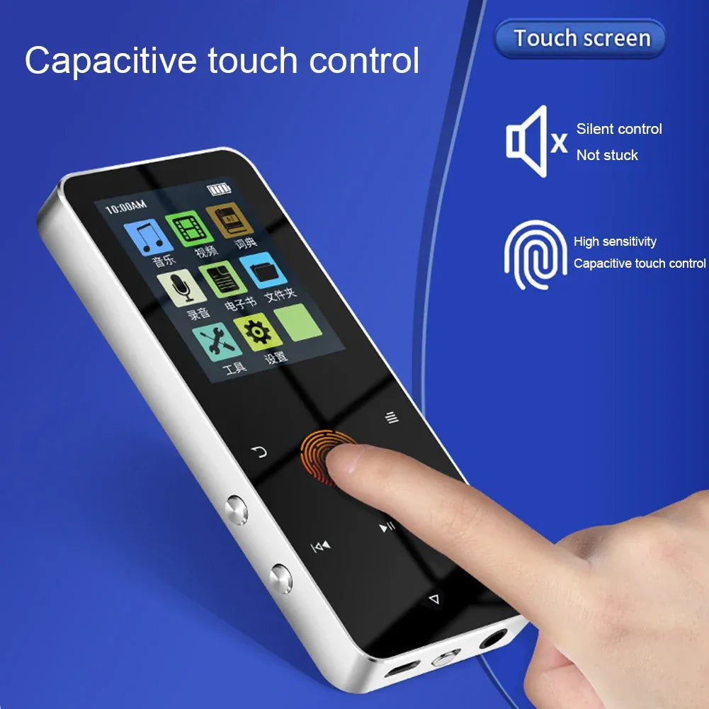 1.8 Inch Touchscreen MP3 MP4 Player Bluetooth-Compatible 5.0 Music Player FM Radio with E-Book Alarm Clock Built-in Speaker