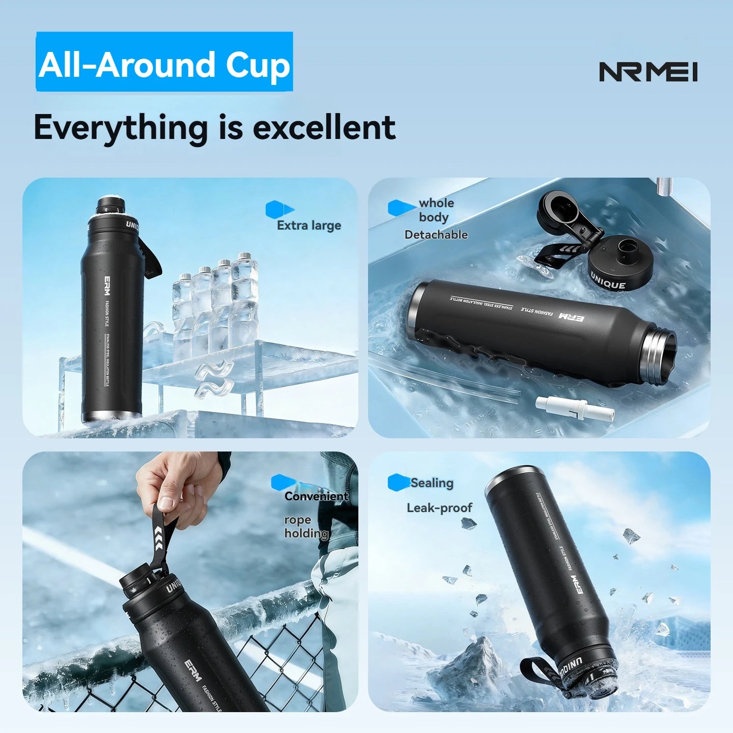 Large Capacity Waterbottle  Insulated Flasks Stainless Steel Tumble Cycling Sports Portable Water Bottle for Men