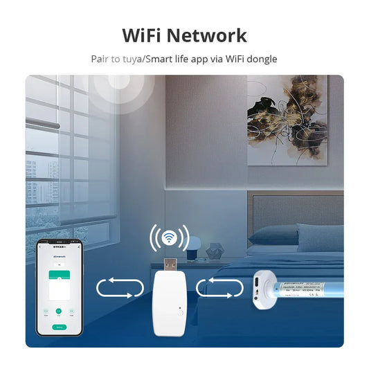 Zemismart WiFi Electric Roller Shade Motor for 17mm 25mm 28mm Tube Built-in Battery Work with Tuya Alexa Google Home Alice Voice