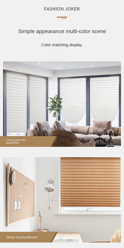 1 PC Easy Installation Window Shades Non-woven Fabric Pleated Zebra Blinds Roller Room Blackout Curtain For Living Room Balcony