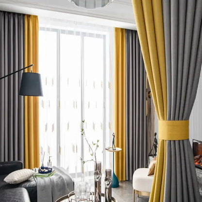 2025 New Spliced Two Color Bedroom Full Blackout Curtain Living Room Advanced Curtains Room Bay Window Light Luxury Drapes