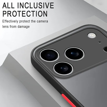 Luxury Translucent Armor Phone Case For iPhone 17 16 15 14 13 Pro Max Shockproof Bumper Cases For iPhone17 Pro Max Matte Cover