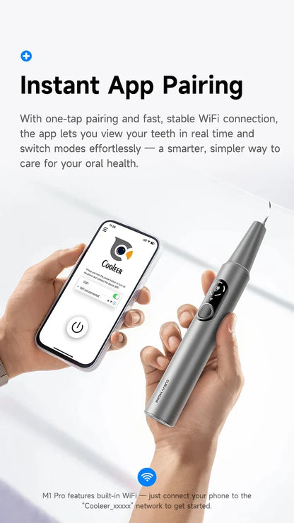 CURVY MOON Visible Electric Ultrasonic Tooth Cleaner with Camera Tartar Remover Tooth Stain Cleaning Tools Teeth Whitening Care