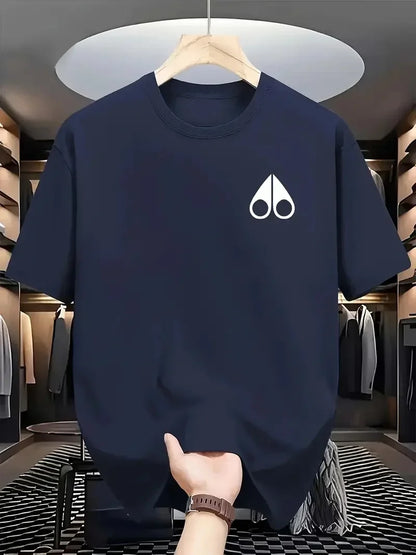 Men's clothing loose-fitting short-sleeved sports T-shirt made of pure cotton for casual wear.