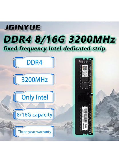 JGINYUE DDR4 PC RAM Memory 8GB/16GB/32GB 3200MHz DIMM Desktop Computer Memory Rams No Support AMD Motherboard