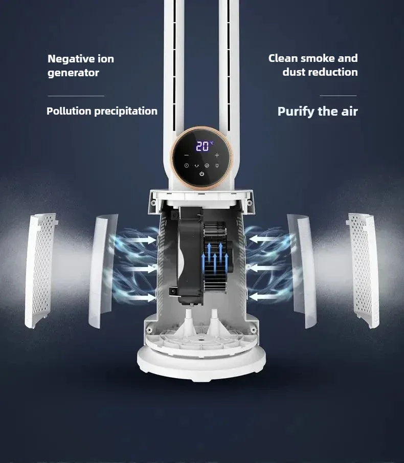 Bladeless Tower Fan with Remote Control 120° Oscillating Air Purifier for Baby Room/Dorm Quiet Floor Fan with Sterilization