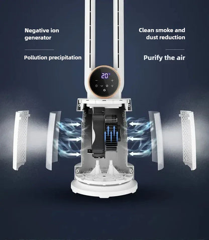 Bladeless Tower Fan with Remote Control 120° Oscillating Air Purifier for Baby Room/Dorm Quiet Floor Fan with Sterilization