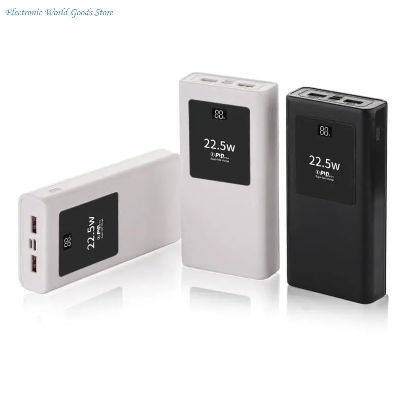 PowerBanks Casing Kit 20000mAh Mobile Chargers Builts in Cable PD22.5W Quick Charging LCD Display Shell