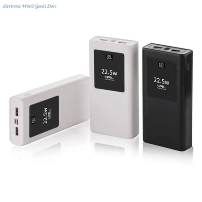 PowerBanks Casing Kit 20000mAh Mobile Chargers Builts in Cable PD22.5W Quick Charging LCD Display Shell
