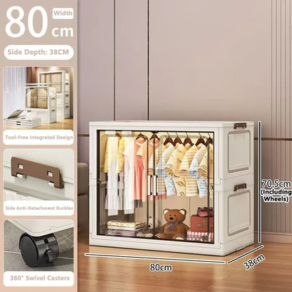Multi-Functional Folding Storage Cabinet with Doors White/Black/Gray for Home Office Kitchen Bathroom Organizer