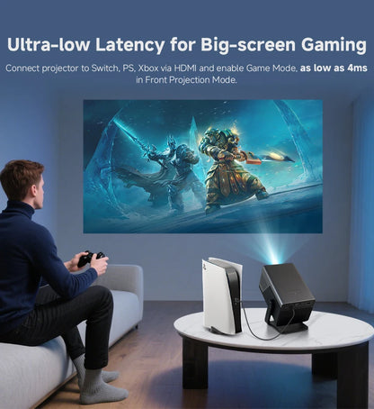 HUAWEISHI Full HD 1080P Projector 4K 1200 ANSI Android WiFi 6 Auto Focus Home Theater Projectors for Movie Meeting Video