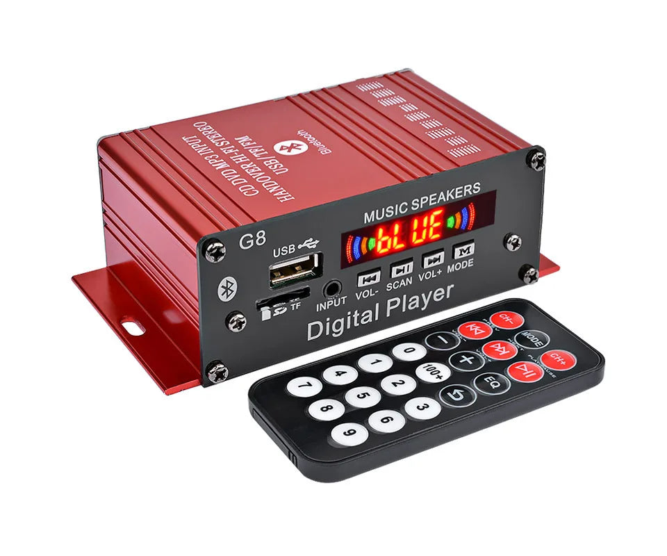 Mini HIFI Stereo Digital Amplifier Channel 2.0 Bluetooth 5.0 FM USB Home Theater Sound System G8  Power Amp Remote Control