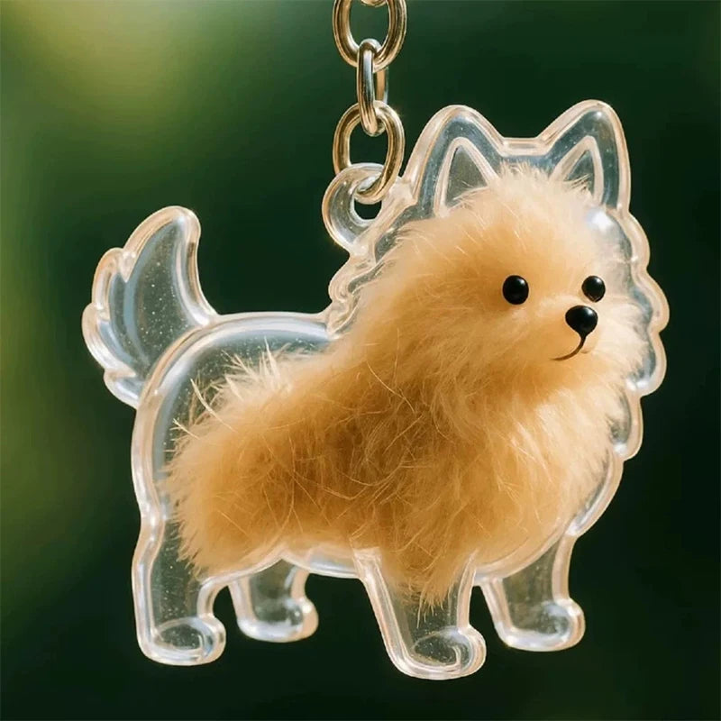 Cute Clear Puppy Hair Memorial DIY Pendant Keychain Decor Keepsake Capsule Pet's Dog Fur Container Pet Lovers Home Display Gifts